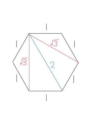 正六角形は長さの異なる2種類の対角線を持つ 辺の長さが1の正六角形の Yahoo 知恵袋