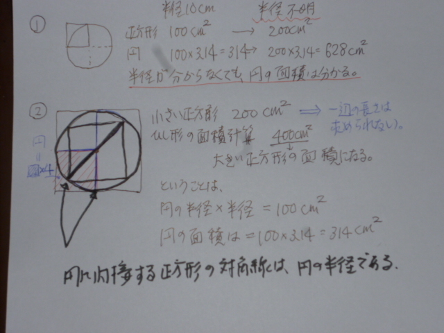 半径の分からない円の面積の求め方 子どもに自宅学習で教えています なんとな Yahoo 知恵袋