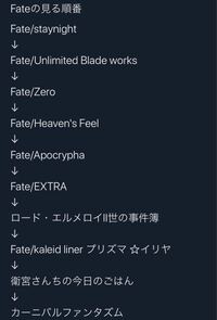 Fateシリーズのオススメの見る順番教えて欲しいです Yahoo 知恵袋