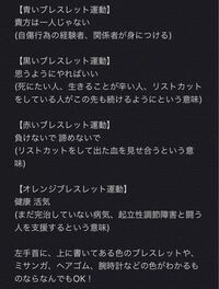 青いブレスレット運動というのは自傷したことがある人が腕などにブレスレット Yahoo 知恵袋