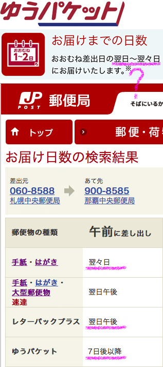 局 日数 郵便 お 届け