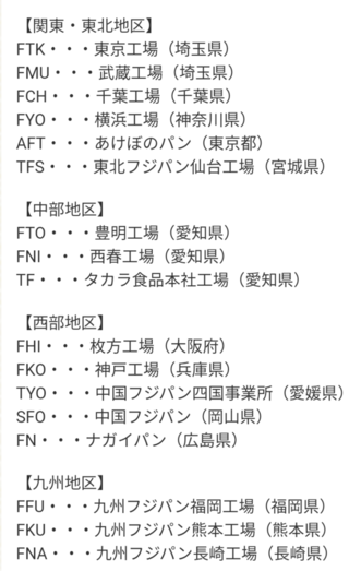 フジパンの製造所固有記号から製造所を教えて下さい 記号はｔｆｃです 色々と検索 Yahoo 知恵袋