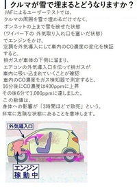 車について質問です 今季に車中泊をしたいのですが一酸化炭素中毒で死 Yahoo 知恵袋