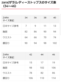 Zaraのサイズ表記の味方が全く意味分かりません メルカリで購入を考 Yahoo 知恵袋