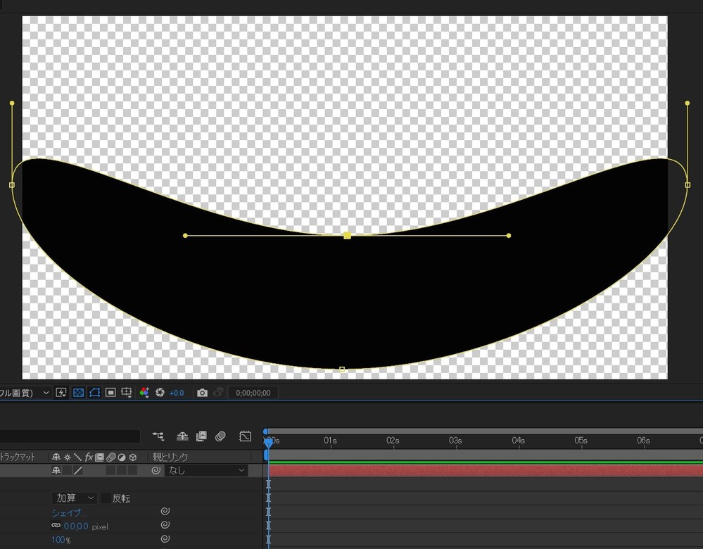 AfterEffectsでマスクを作成し、変形させようとすると途中でマスク 