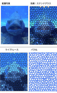Illustratorの効果 ステンドグラス を適用した後 線をパス化 Yahoo 知恵袋