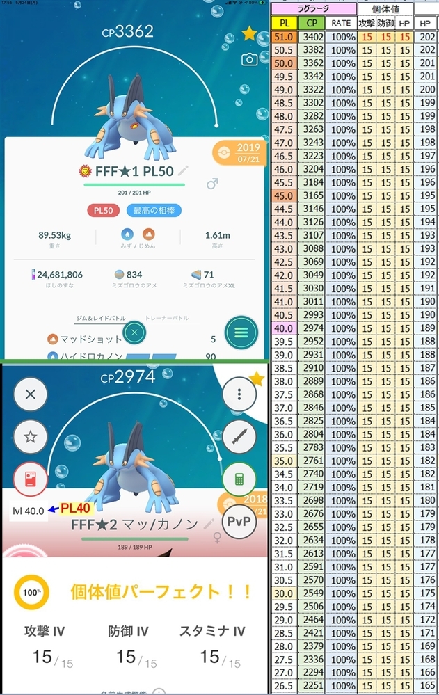 ポケモンgoの個体値のツールについてなのですが この最大レベルと Yahoo 知恵袋