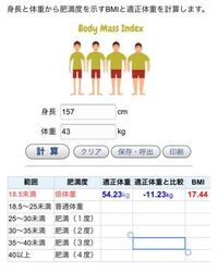 計算できる人にお願いします 自分の肥満度を計算してもらいたいです 女14 Yahoo 知恵袋