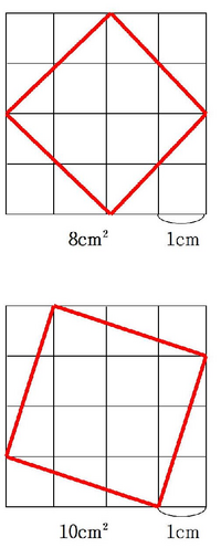 至急です 中3の数学で１目盛り1cmの方眼に面積が8平方センチ Yahoo 知恵袋