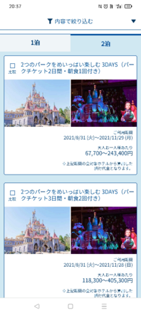 ディズニーリゾートのバケーションパッケージ2泊3日で パークチケット２day Yahoo 知恵袋