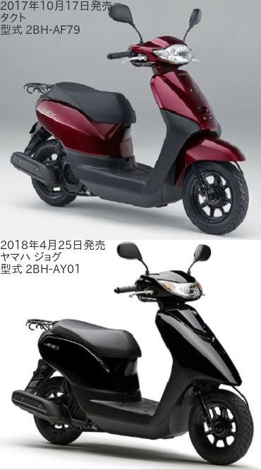 今のヤマハJOGはホンダ製造で中身はタクトと一緒違いはデザインだけと