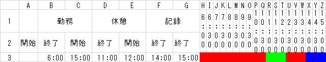 エクセルのガントチャートで 勤務中 休憩中 記録時間の項目を入れたいのですが Yahoo 知恵袋