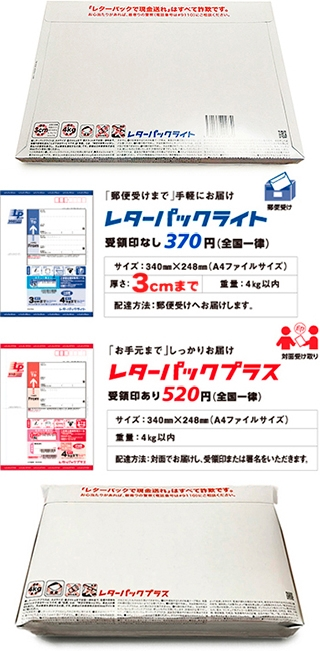 A4ぐらいのサイズのファイルをゆうパックに入れて配達してもらいたい