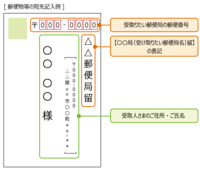 郵便局留めで自分住所を書かずに送ってもらったのですが、郵便局の窓