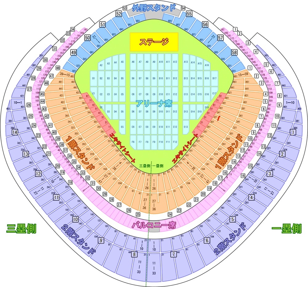 東京ドームの座席で20ゲート10通路1階一塁側5列328ってどこですかね…... - Yahoo!知恵袋