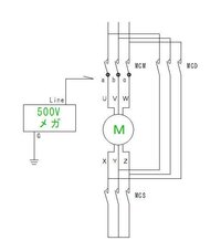 3相400V、スターデルタ回路のモーター絶縁抵抗測定方法を教えて 3相400V、スターデルタ回路のモーター絶縁抵抗測定方法を教えて