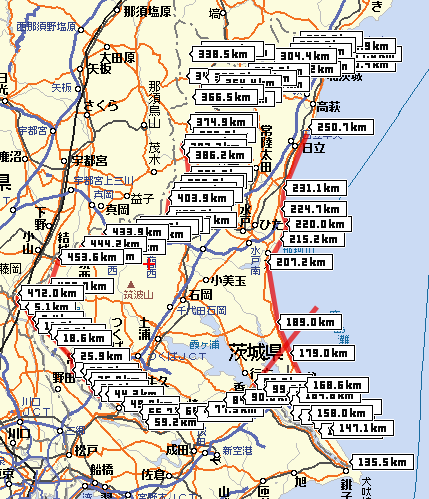 茨城一周の周りの距離 - 自転車で茨城一周するときに出来るだけ県境を 