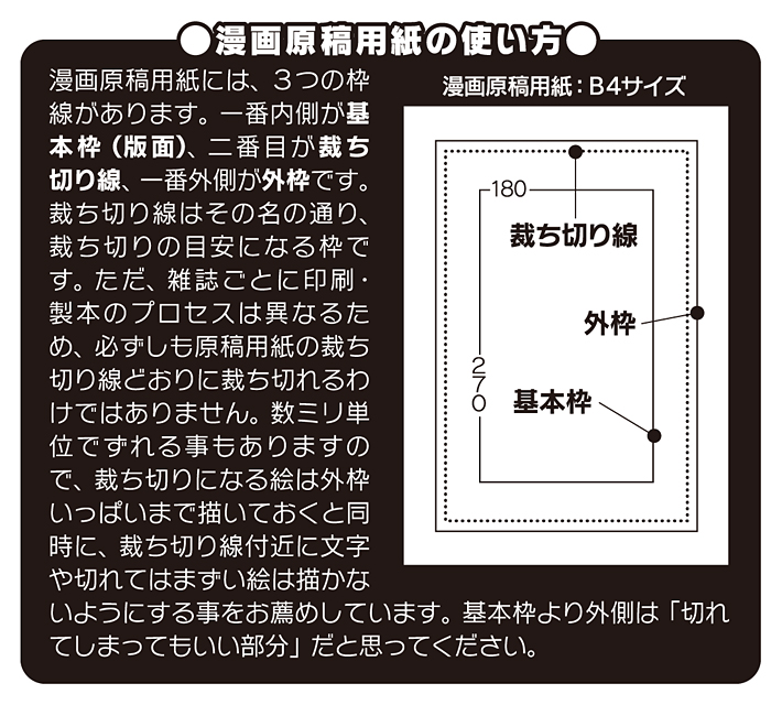 ある漫画新人賞の応募要項。B4の原稿用紙に「タテ270ミリ、ヨコ180