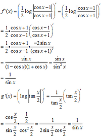 微分法をお教えください。f(x)=(1/2)log[|cosx-1|/|cos... - Yahoo!知恵袋