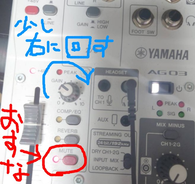 YAMAHAのAG03とAT2035を使っているのですが入力される音声が小
