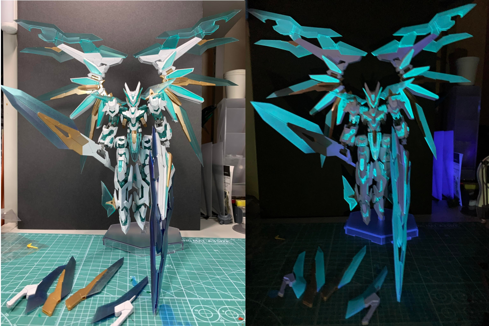 ガンプラ　工具　塗料、ブラックライト　セット ガンプラをブラックライトで光らせよう！