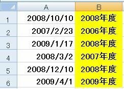 エクセルで事業年度を表示する関数は とある年月日を入れているセルの事業年 Yahoo 知恵袋