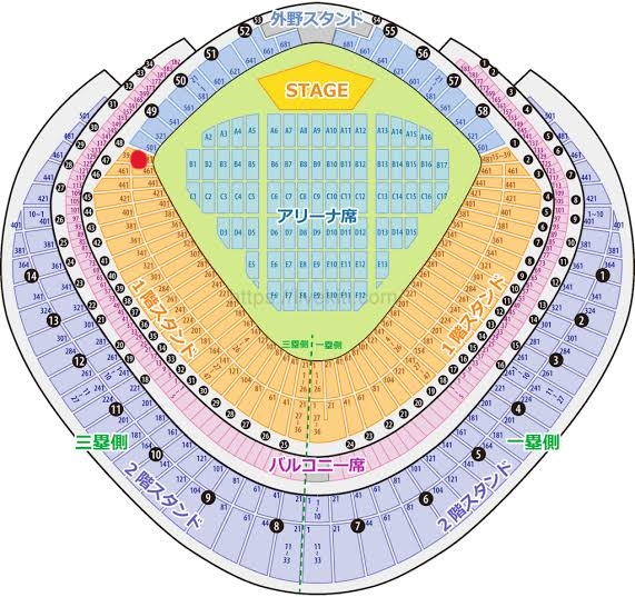 東京ドームの24ゲート1階3塁側47通路25列493番の場所を教えて... - Yahoo!知恵袋