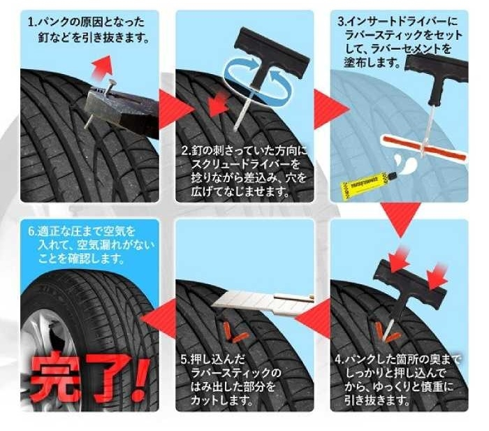 パンク修理した車のタイヤはどの位の距離、期間使えるのでしょう 