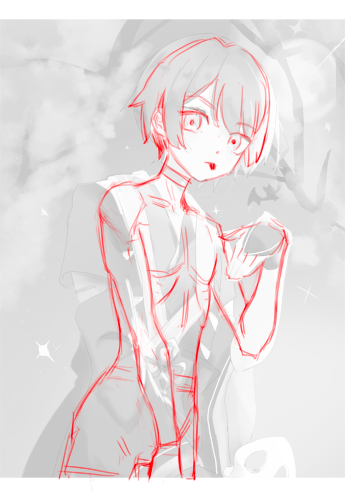 このイラストに点数をつけて添削してください。甘口でも激辛でも