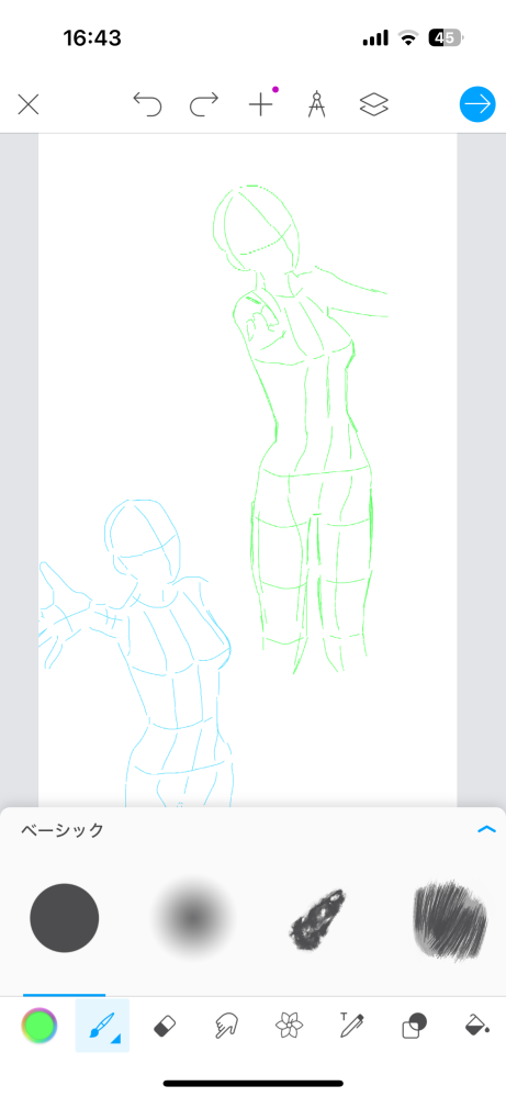 このラフの添削をお願いしますプロセカの桃井愛梨を描きました