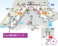 成田空港から福岡空港行きのピーチに乗ります。第1ターミナルに