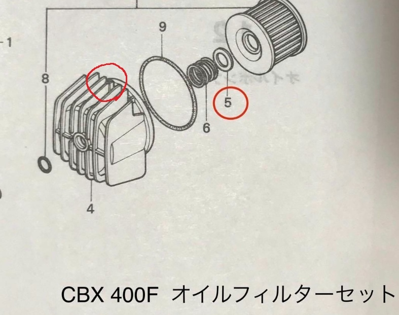 CBX400Fのオイルフィルターについて質問です。フィルターカバーに突