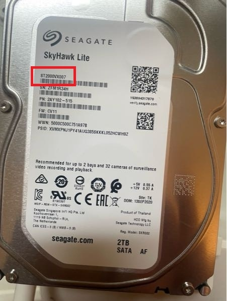 防犯カメラのHDDが壊れたので新しく買いたいのですが、どの部分が品番