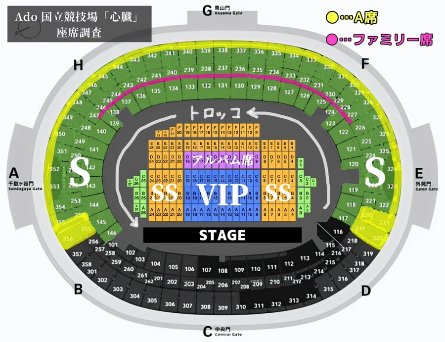 Adoさんのドームライブが当たりました。1日目がA席、2日目がS席です