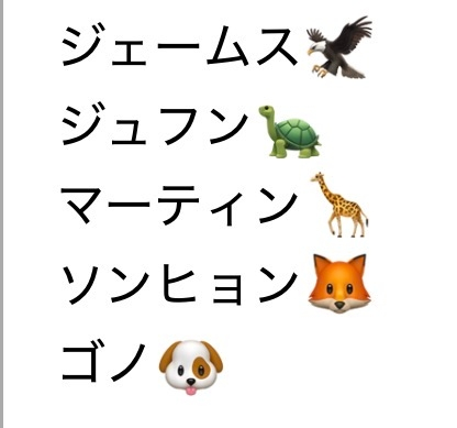 cortisメンバーの絵文字をそれぞれ教えてください！cort - Yahoo!知恵袋