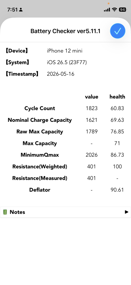 iPhone12を使い始めてちょうど6年目です。バッテリーは72%。かな