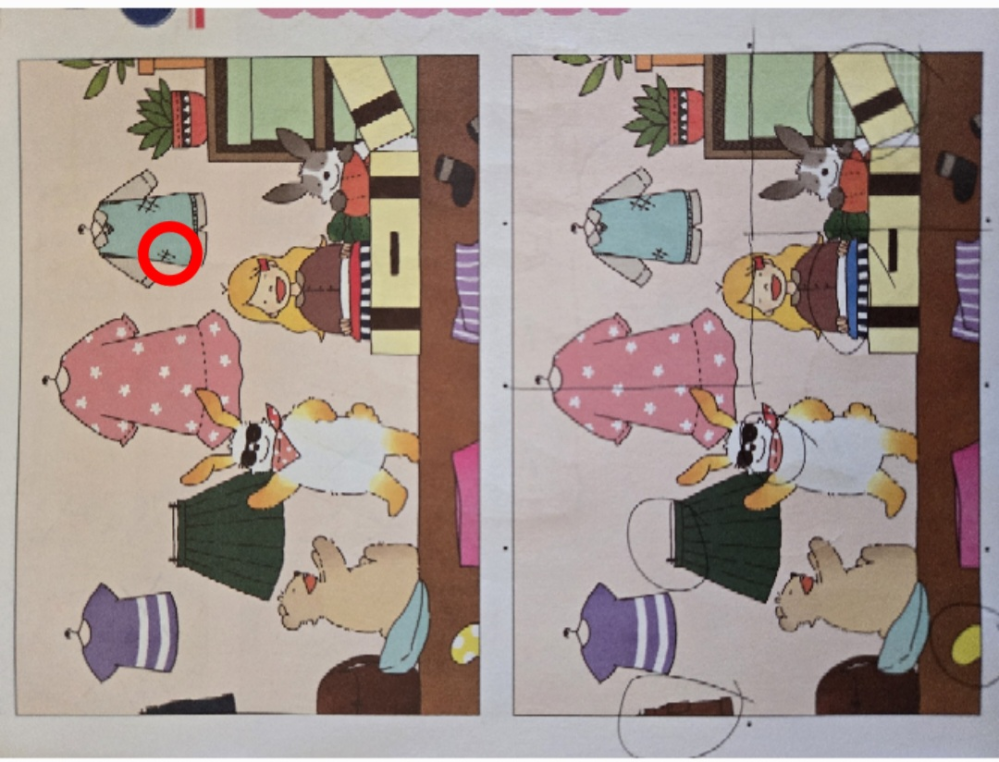 家にいつの間にか置いてあった絵画です。いつ買ったか分からず不気味なので出品します まちがいさがしファミリー2026年5月のQ11です。右上の四 - Yahoo!知恵袋