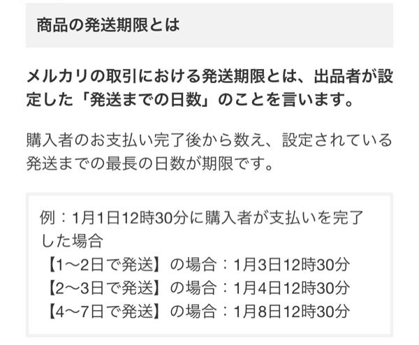 メルカリの発送日について、かなり細かいことかもしれませんが