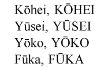 ローマ字で こうへい ゆうせい ようこ ふうか という名前 Yahoo 知恵袋