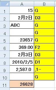 エクセルについての質問です １列又は１行の中に数値 文字 日付が混在し Yahoo 知恵袋