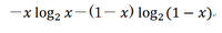 gnuplotの使い方 gnuplotで、対数関数（log）の底数を２とした時のグラフの表現が上手くできません。
最終的には、２元エントロピ関数のグラフを描きたいと思っています。（画像参照）

底数を１０とする常用対数の場合は

gnuplot> plot -x*log10(x)-(1-x)*log10(1-x)

と入力すれば実行されるのですが、上記の１０の所を２にする...