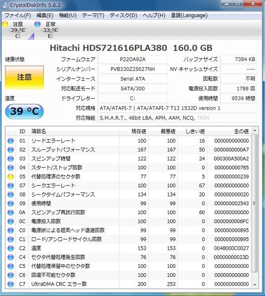 Crystaldiskinfoでhddに注意とでました この Yahoo 知恵袋