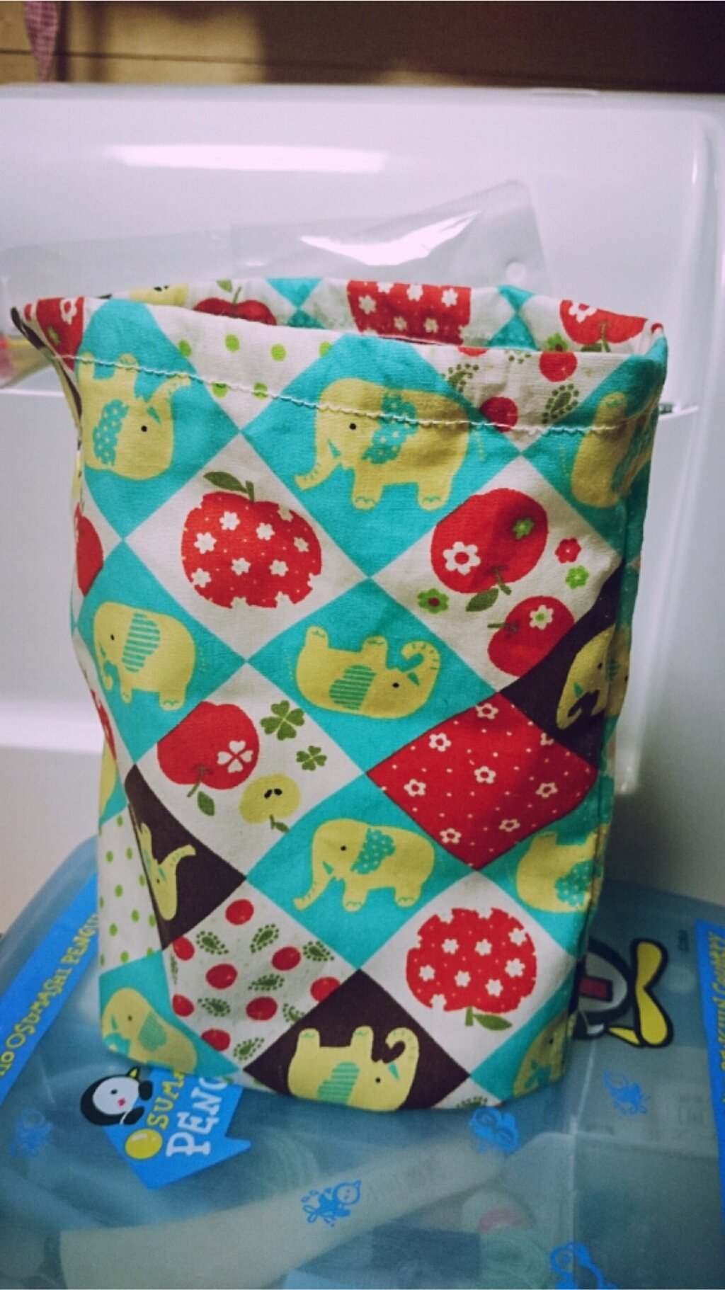 紐通しについて。はじめてコップ袋を作りました。レシピ通りにしたとは 