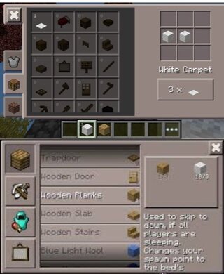 マインクラフトpeの物を作るときなんですけどいつも上の画面に Yahoo 知恵袋