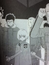 ワールドトリガー1巻の目次の絵についての質問です 絵の中にい Yahoo 知恵袋