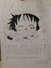 絵の評価お願いします Onepieceのルフィの手配書を描い Yahoo 知恵袋