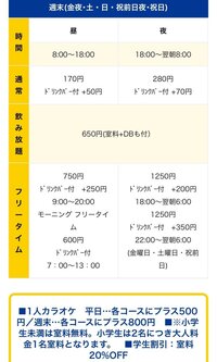 まねきねこひとりカラオケ料金表の見方がよくわかりません Yahoo 知恵袋