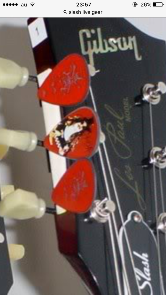 ガンズアンドローゼズのギタリストのスラッシュはギターヘッドに