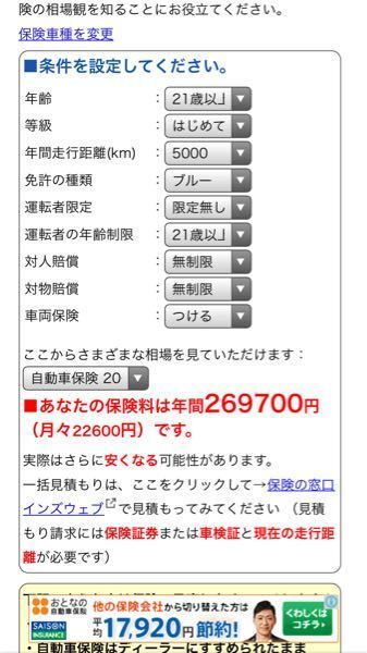 自分の自動車保険の価格を計算してみました これは保険金として比較的に高 お金にまつわるお悩みなら 教えて お金の先生 Yahoo ファイナンス