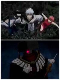 銀魂おふだ 文字の書いてある紙 が体にはってある敵 下の画像 を万事 Yahoo 知恵袋